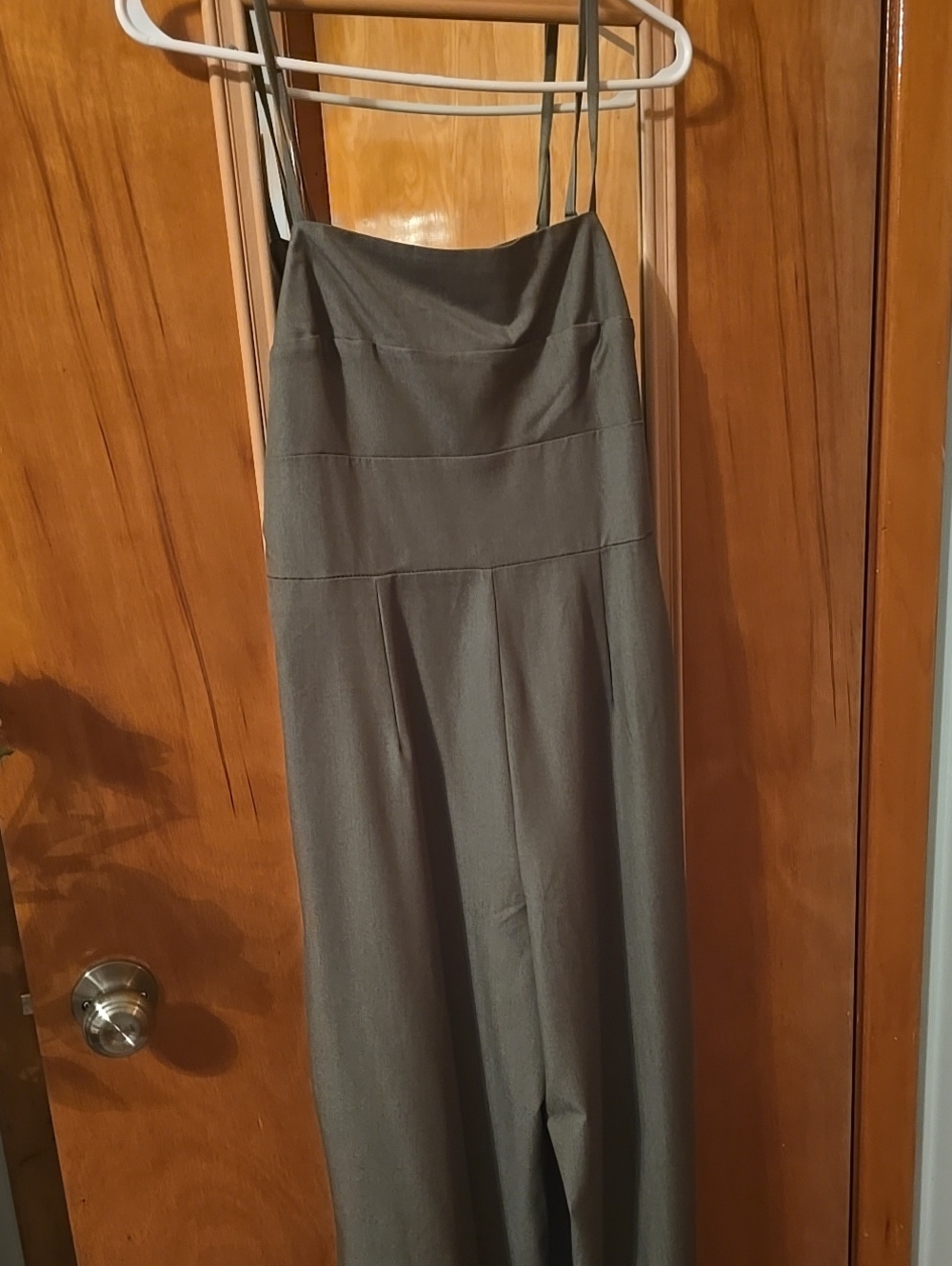 Trixxi Wide-Leg Olive Green Womens Tieback Jumpsuit. Size M